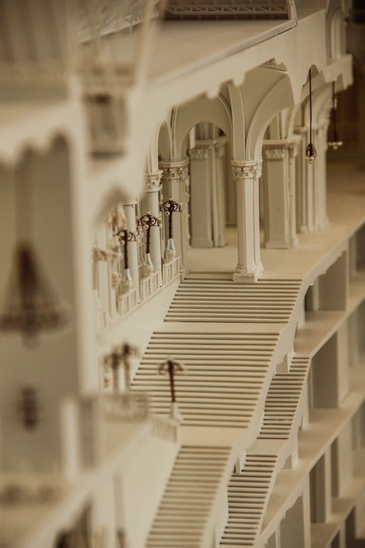 Close-up Of A Miniature Classical Building Scale Model 