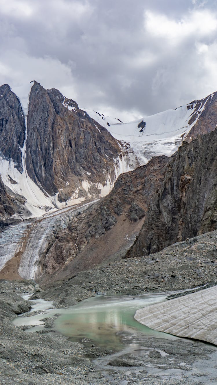 Winter Mountain Landscape Peaks With Snow