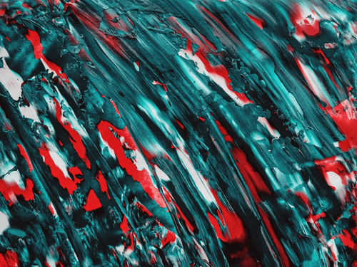 Free Dynamic red and teal abstract paint swirl texture, perfect for creative design backdrops. Stock Photo