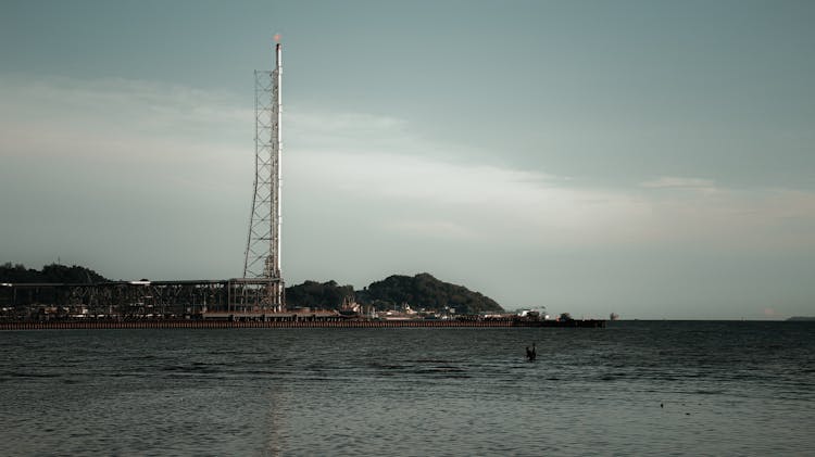 Television Tower On Seashore