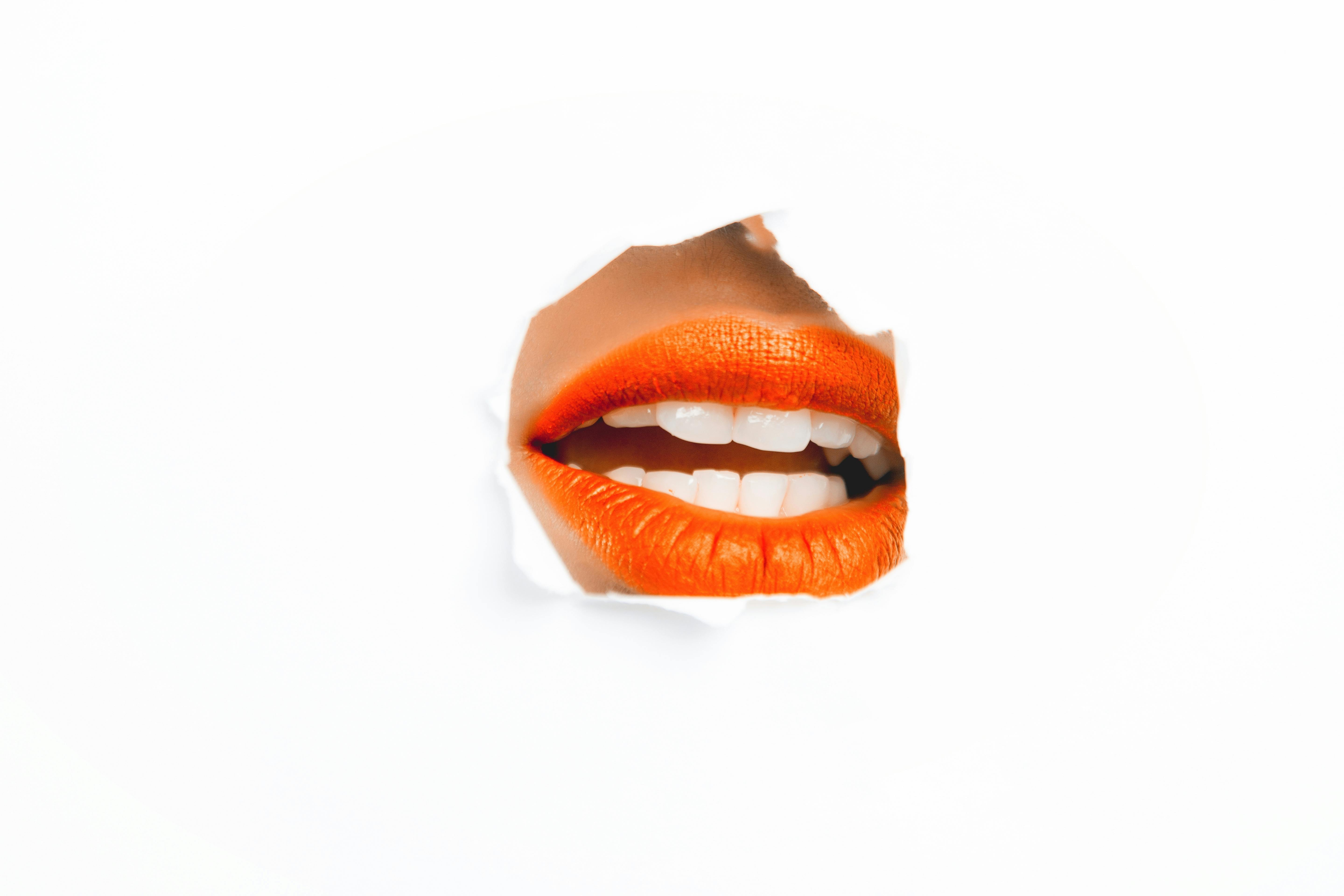 Photography of Woman's Orange Lip · Free Stock Photo