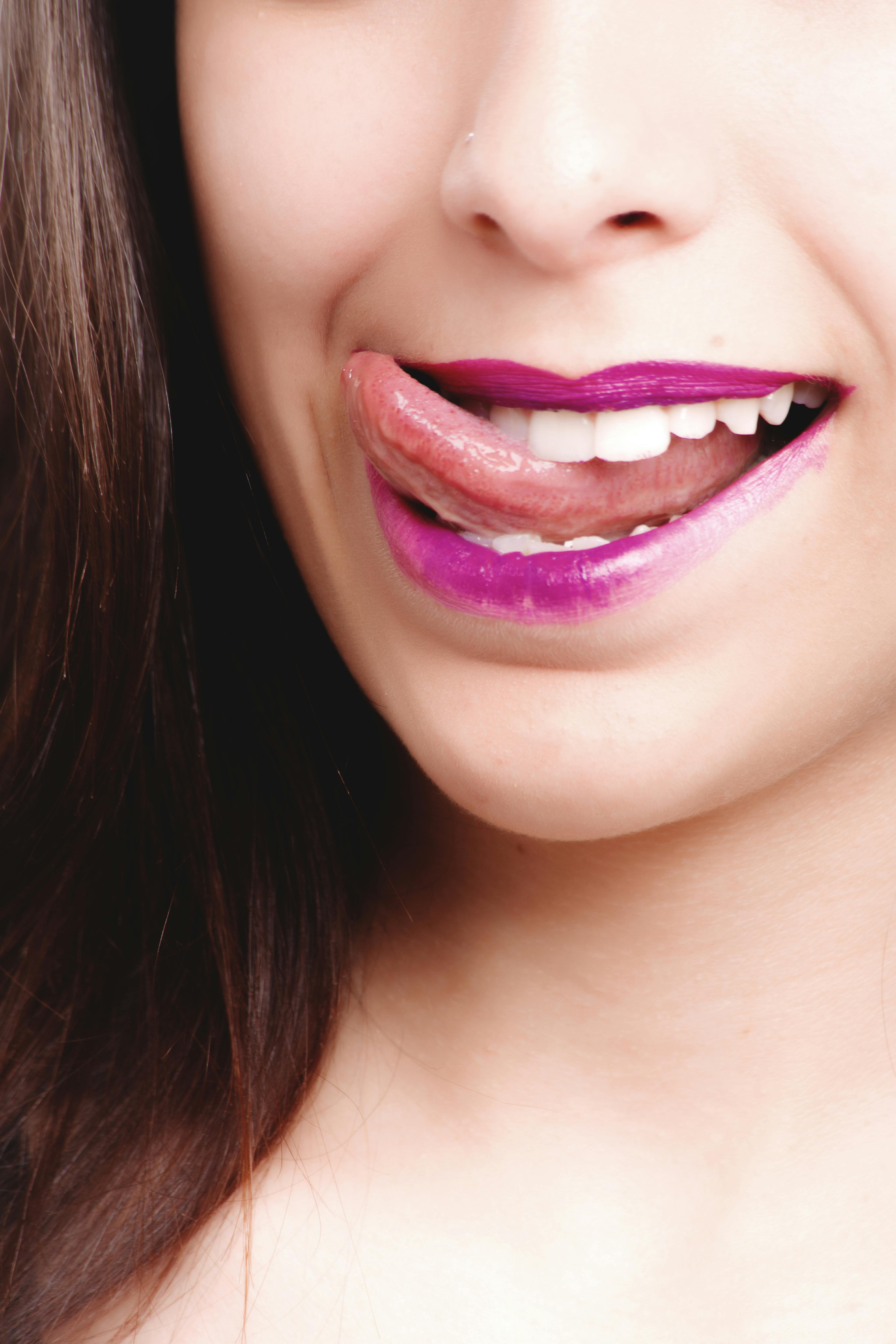 Woman Licking With Purple Lips Free Stock Photo Images, Photos, Reviews