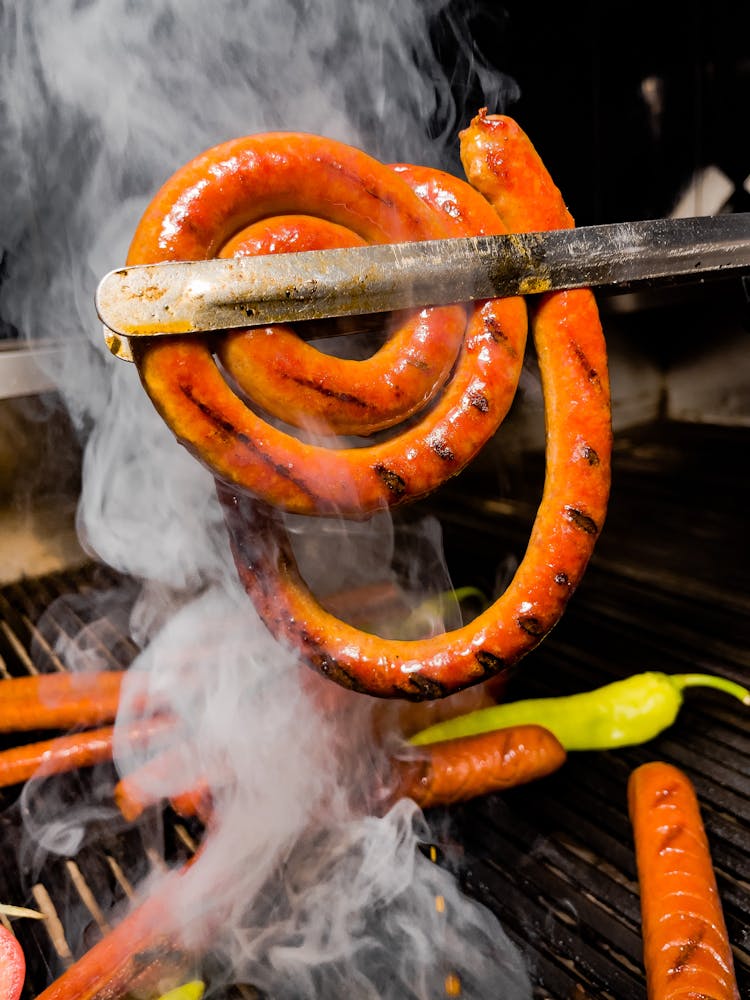 Close Up Photo Of Grilling Of Sausage