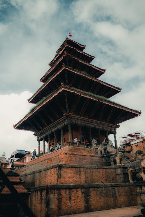 Free Nyatapola Temple under Cloudy Sky  Stock Photo