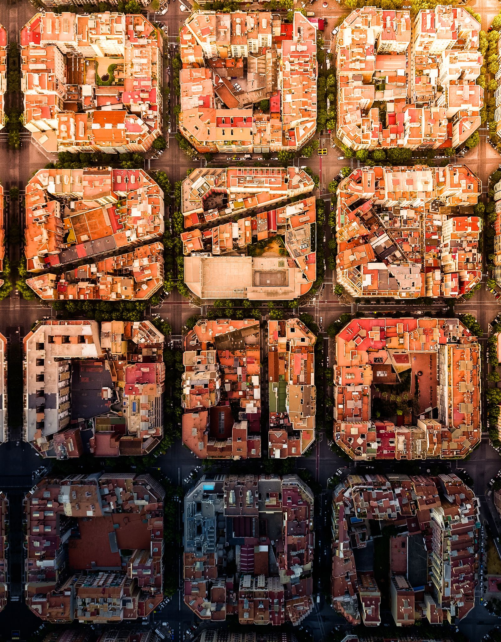 Barcelona street grid from above