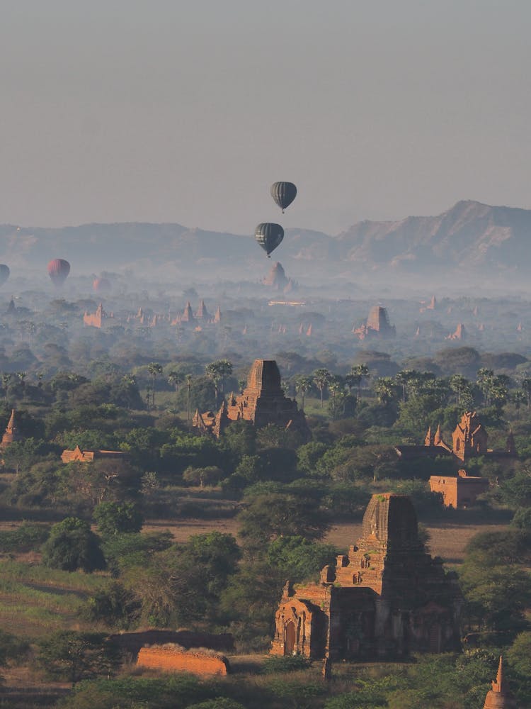 Balloons Over Plains With Ruins