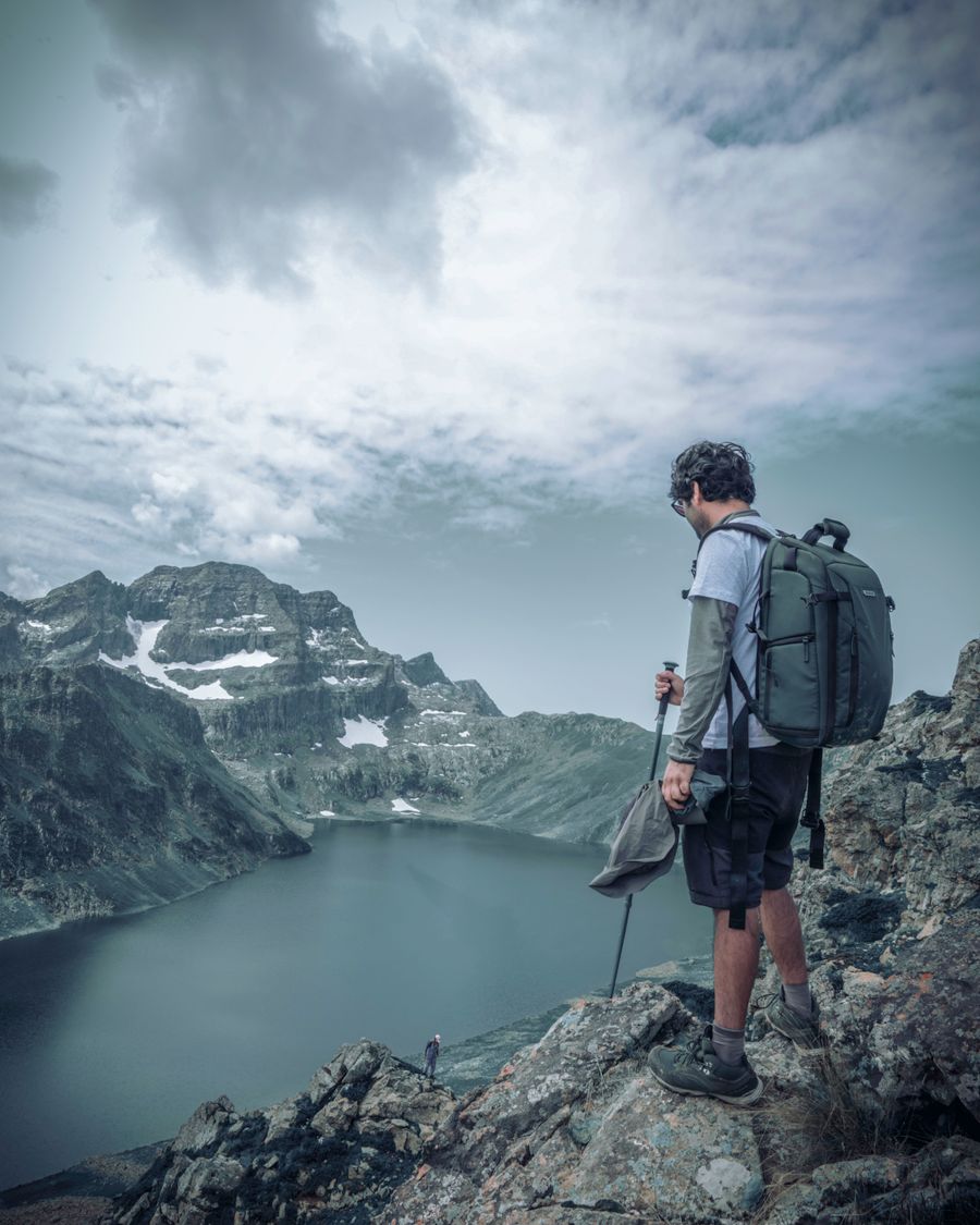 Traveller exploring mountains