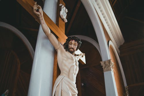 Low-Angle Shot of Jesus Christ on the Cross