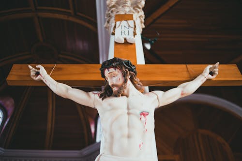 Free Low-Angle Shot of Jesus Christ on the Cross Stock Photo