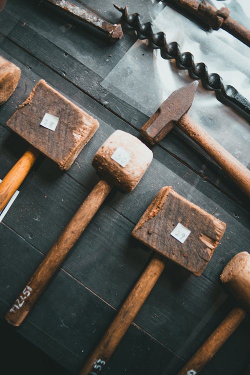 Set of Wooden and Iron Carpentry Tools 