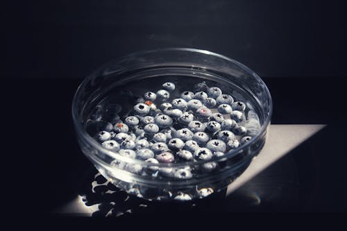 Blueberries in a Glass Bowl