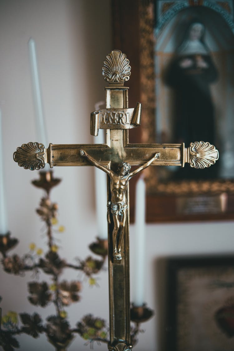 Gold Cross In Church