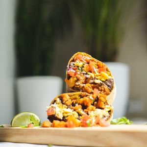 Breakfast wrap cut in half — photo by Gonzalo Mendiola on Pexels