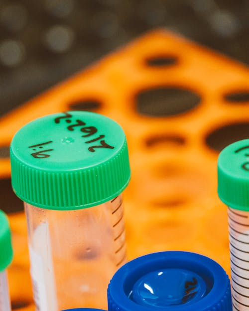 Close-Up Shot of Plastic Test Tubes