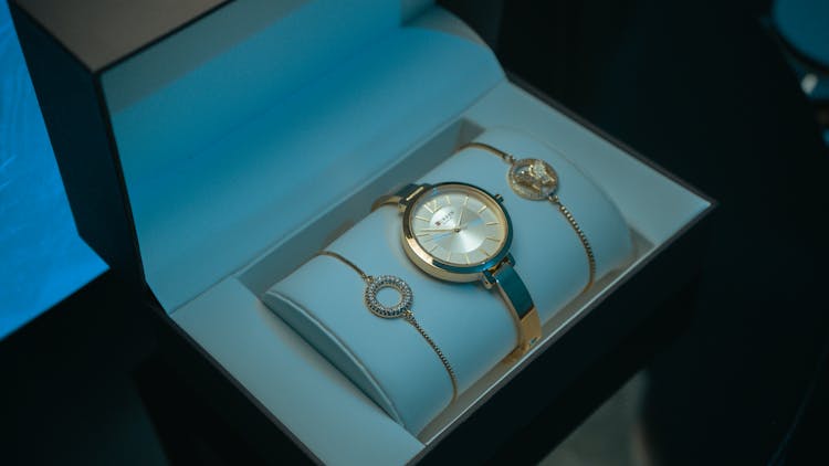 Watch And Bracelets In A Box 