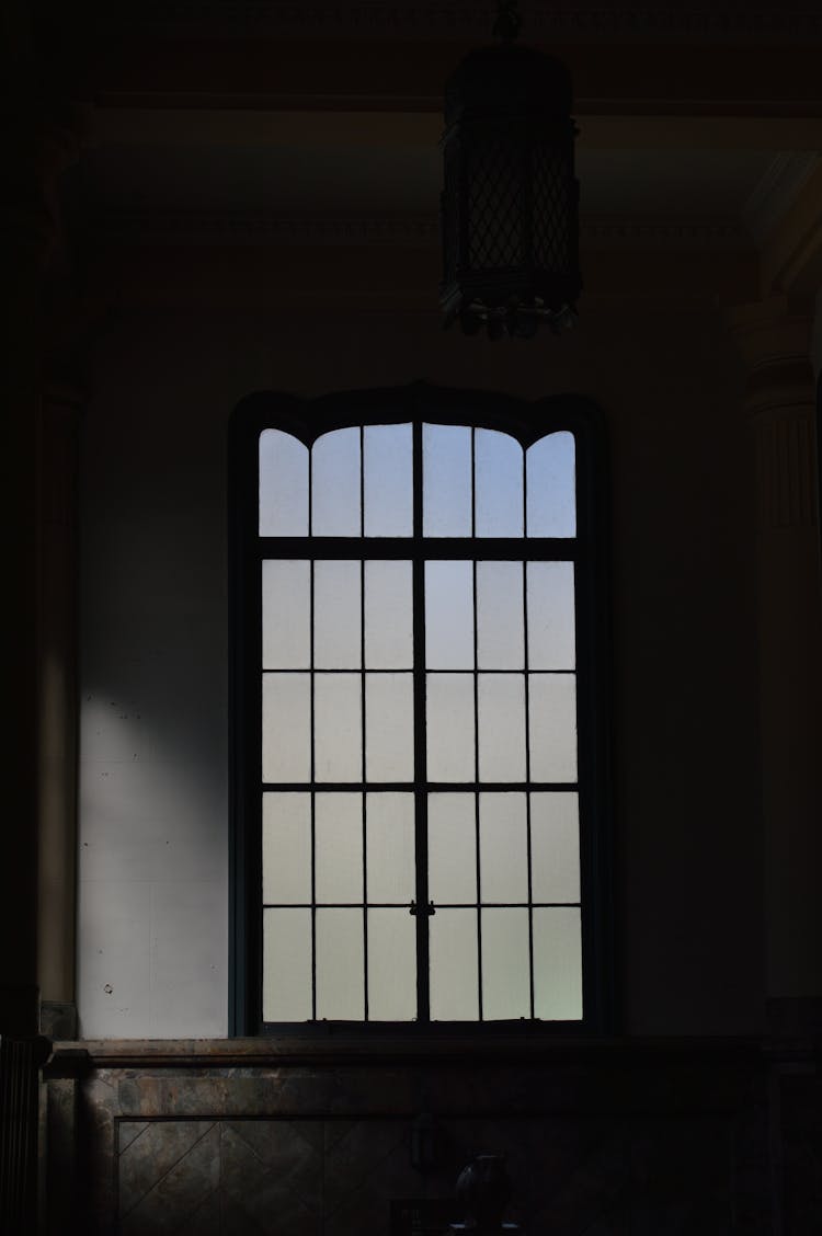 Silhouette Of A Big Window In A Church 