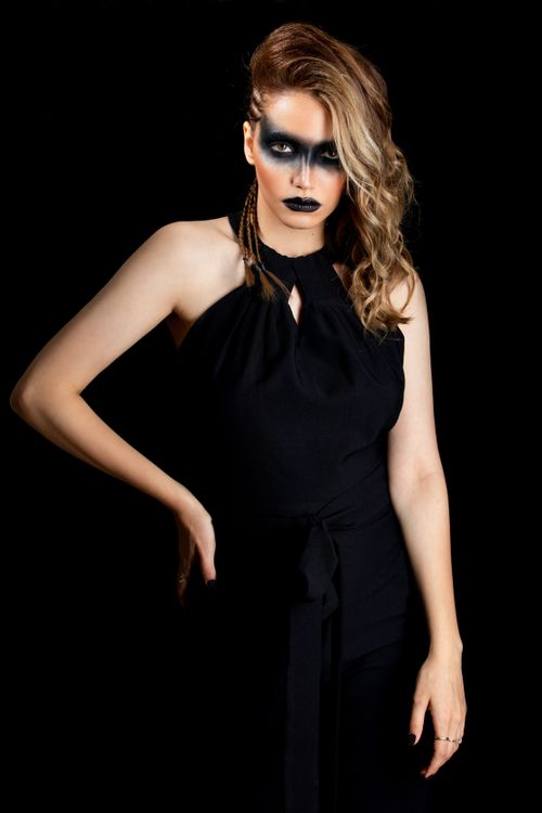 Photo of a Woman with Black Lipstick and Eyeshadow Makeup Looking at the Camera Free Stock Photo Photo of a Woman with Black Lipstick and Eyeshadow Makeup Looking at the Camera Free Stock Photo
