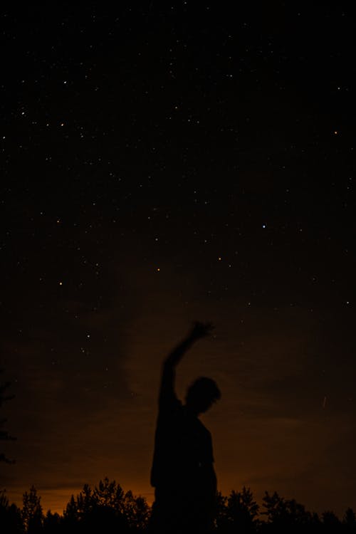 Silhouette of a Person Reaching for the Stars