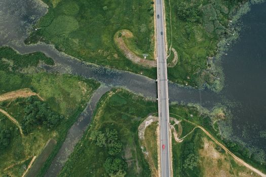 Aerial View of the Bridge Above River 