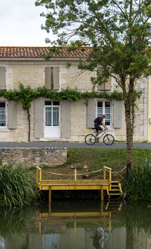 Kostenloses Stock Foto zu fahrrad fahren, fluss, flussufer