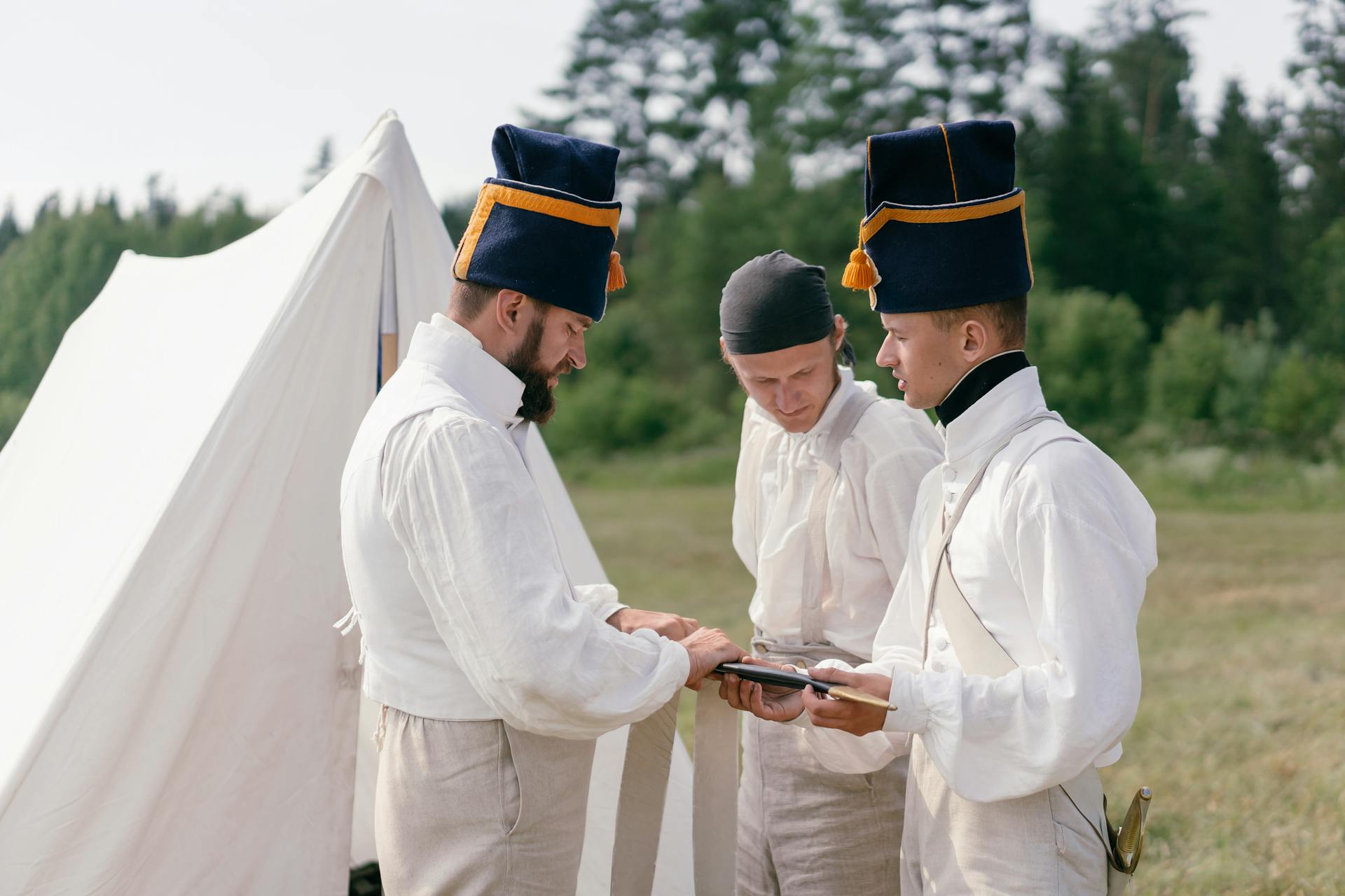 Men in Vintage Military Uniforms