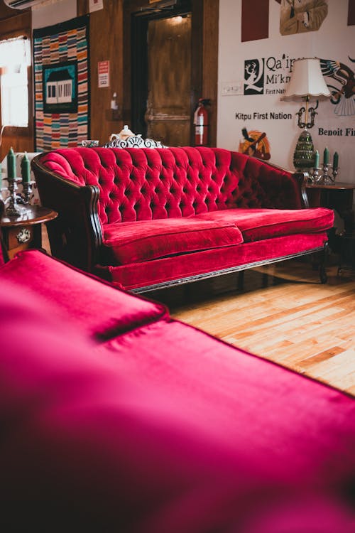Free A Red Sofa in the Living Room Stock Photo