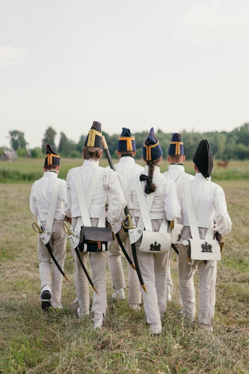 Group of Soldiers in Historical Uniforms 