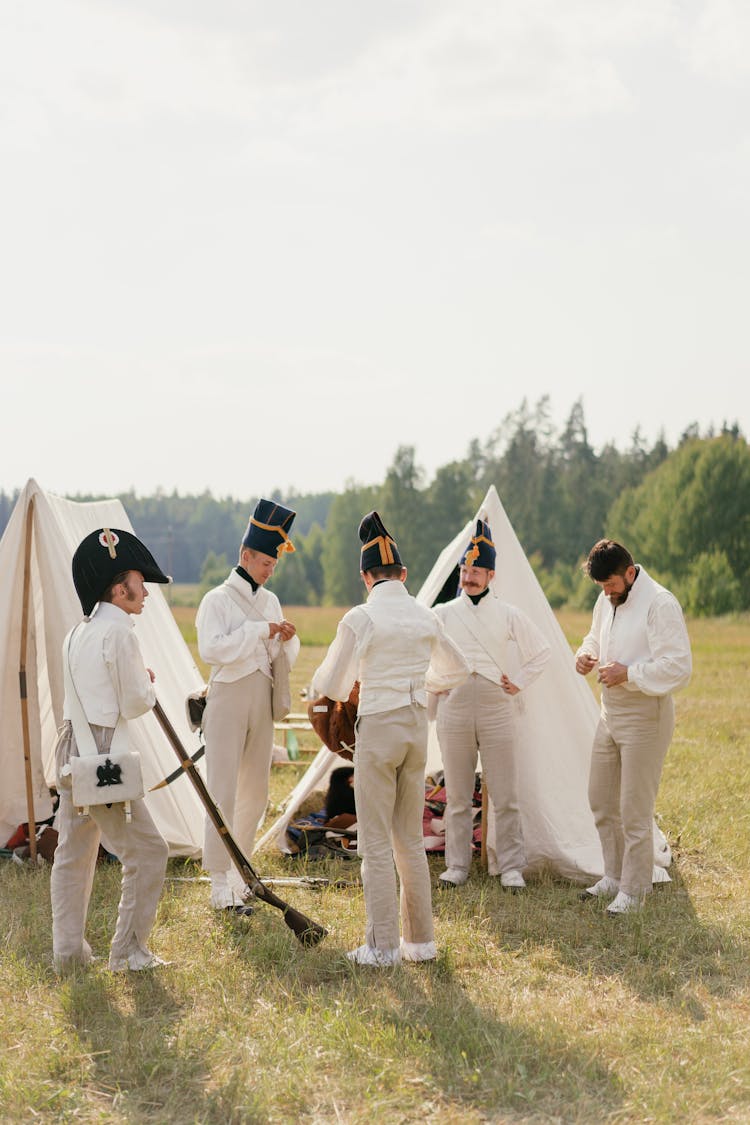 People In French Military Uniform During Reconstruction