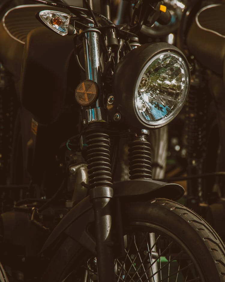 Closeup Of A Black Motorbike