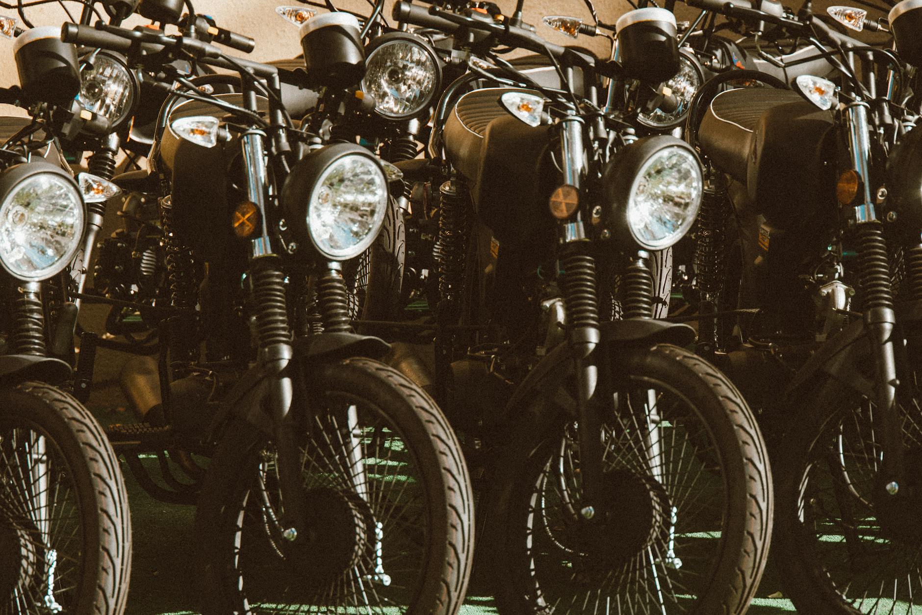 Retro Motorcycles in a Row