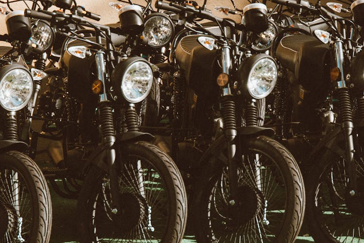 Retro Motorcycles In A Row