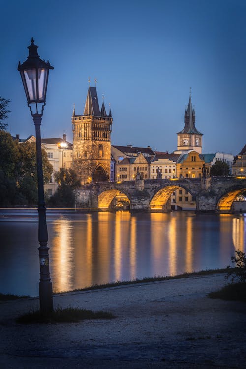 Old Town Bridge Tower during the Night