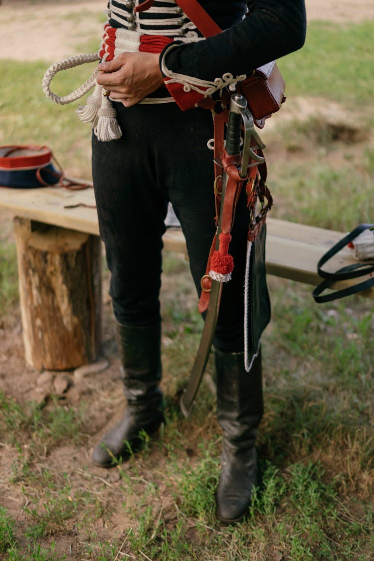 Person In Civil War Officer Uniform And Sword At A Reenactment