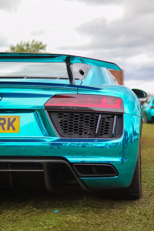 Back View of a Blue Audi R8