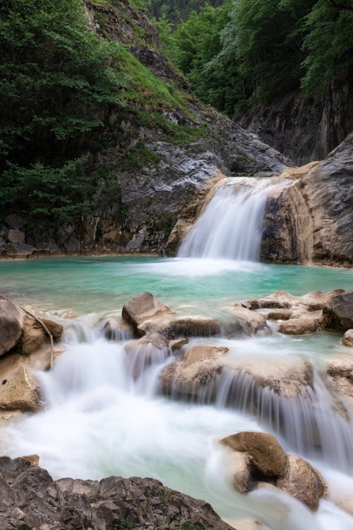 Scenic View of a Waterfall in the Forest