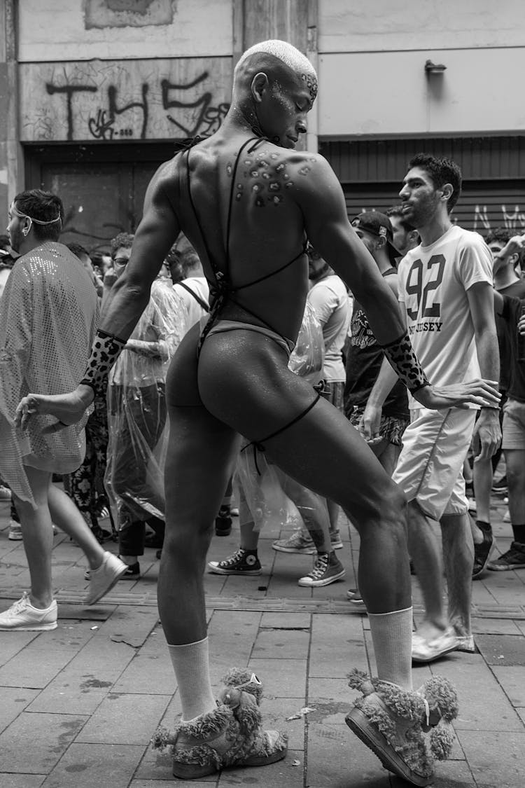 Man On A Parade In A Skimpy Costume