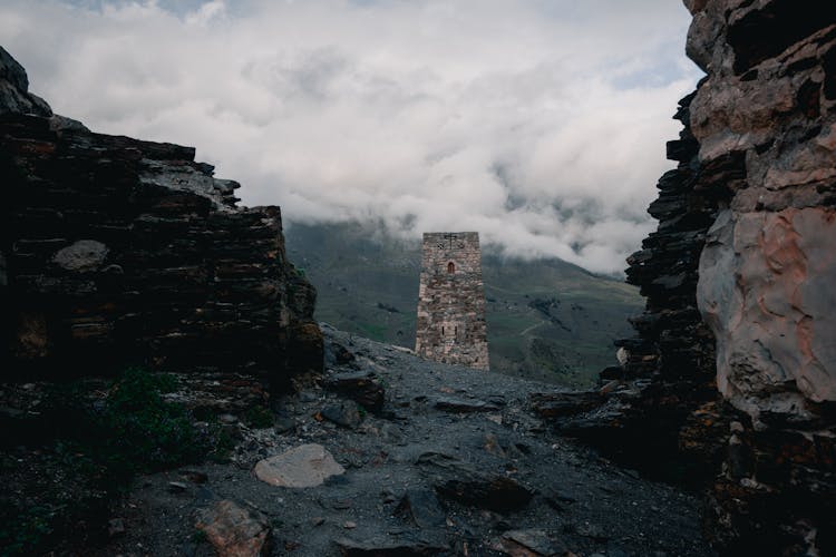 Ruins Of Rocky Towers In The North Caucasus