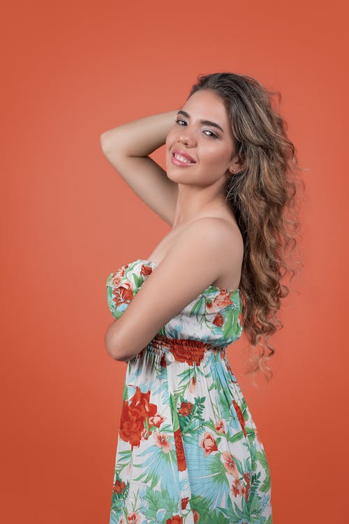 Free Woman Wearing a Floral Dress Stock Photo
