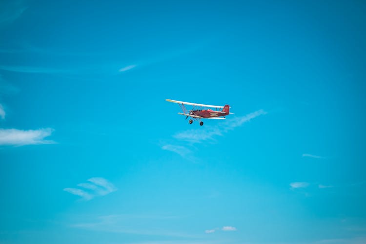 Flying Glider On Clear Blue Sky 