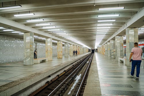 Polezhayevskaya Subway Station in Moscow, Russia 