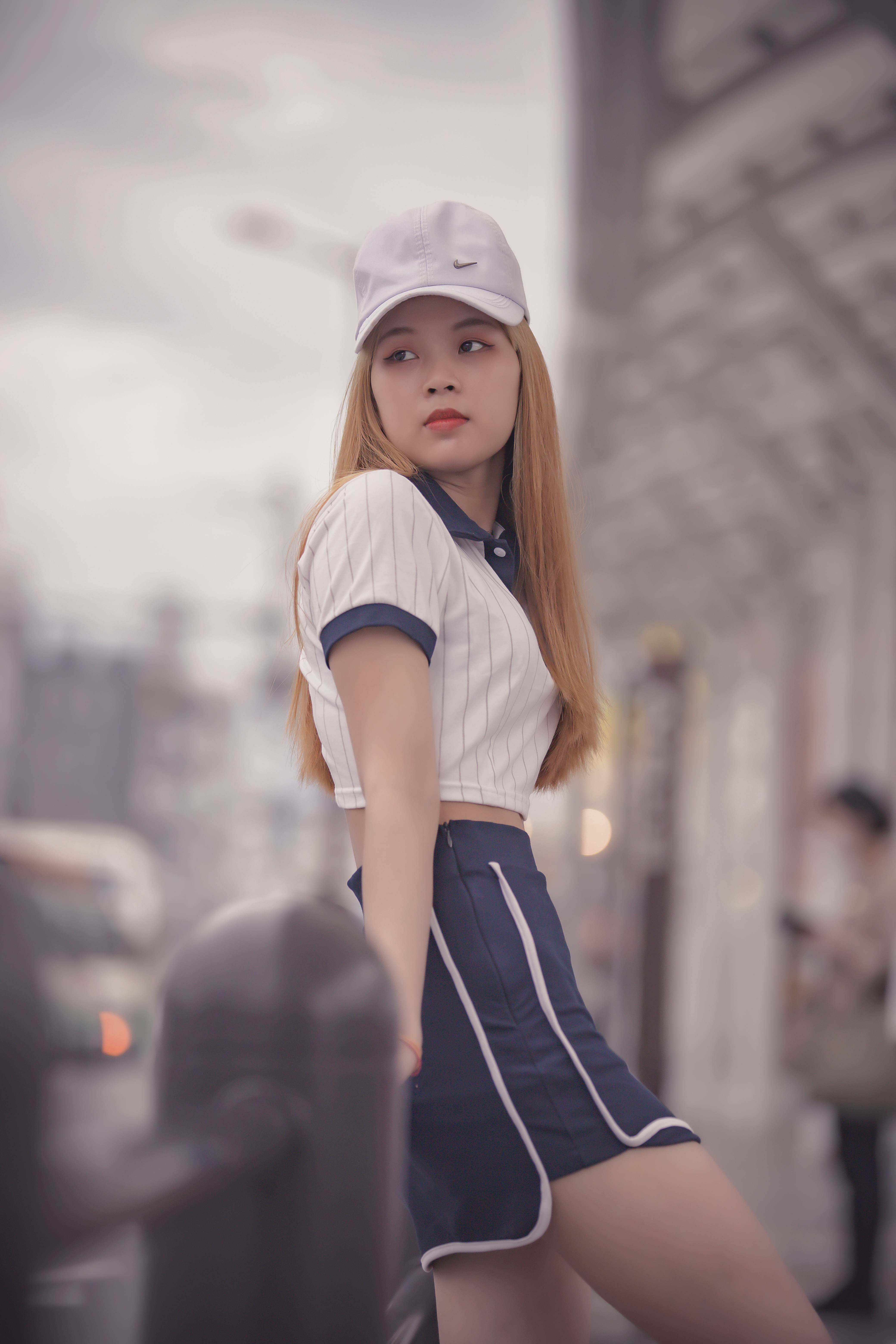 White Polo and Navy Chinos