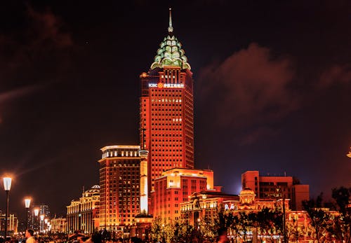 High-Rise Buildings in the City at Night