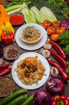 A variety of fresh organic vegetables beautifully arranged for a vibrant, healthy meals concept.