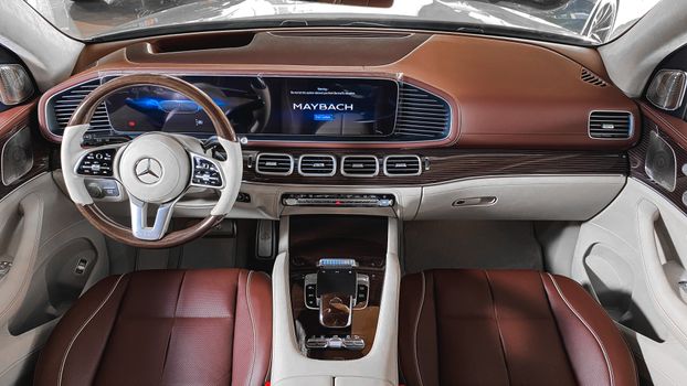 A Brown and White Steering Wheel