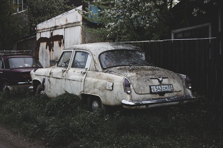 Broken And Rusty Volga GAZ-21 Car