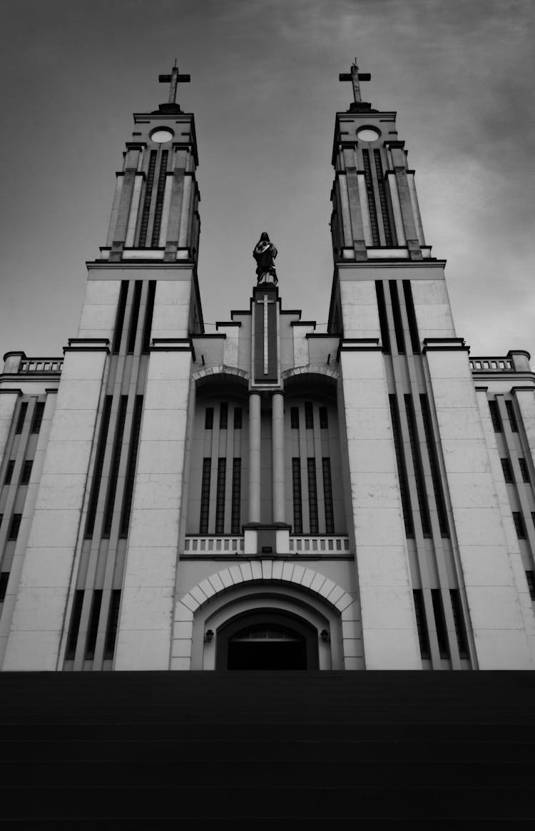 Black And White Photo Of A Church