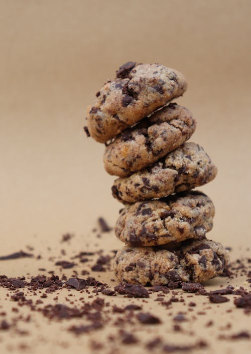 Free A Stack of Chocolate Chip Cookies  Stock Photo