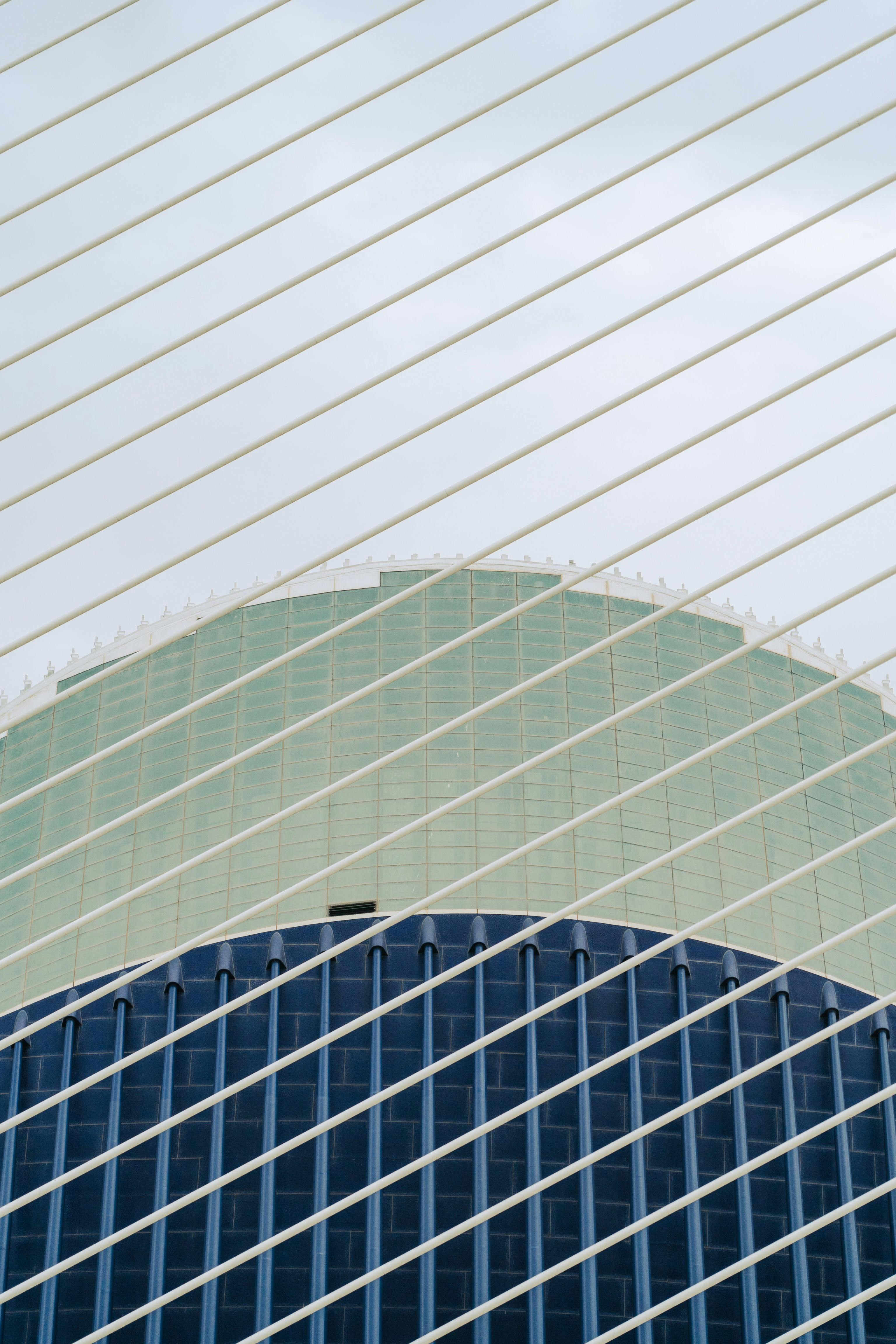 Futuristic building with geometric design captured in Valencia, Spain.