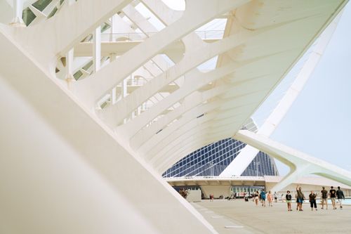 Free Modern architectural marvel in Valencia with people walking under the structure. Stock Photo