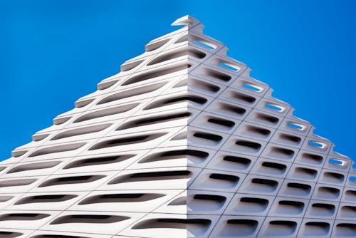 Close-up of the Facade of The Broad Contemporary Art Building in Los Angeles, California, United States 